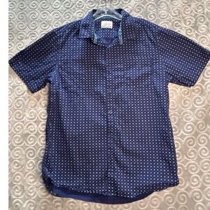 Level Ten Mens Large‎ Blue Patterned Short Sleeve Button Up Casual Shirt